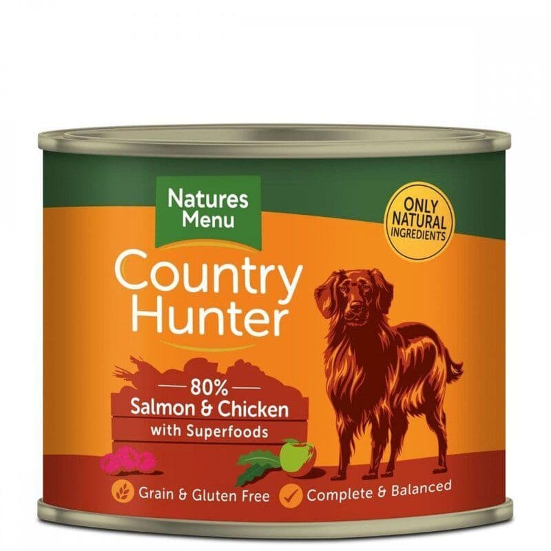 Natures Menu Country Hunter Salmon & Raspberry Dog Food Tins 6 x 600g