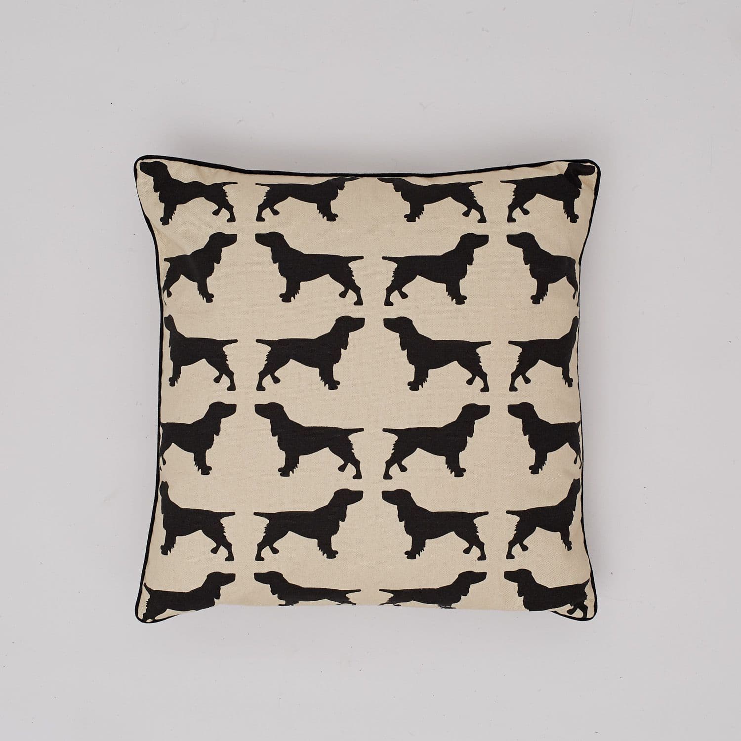 The Labrador Company Cotton Print Cushion - Black Spaniel