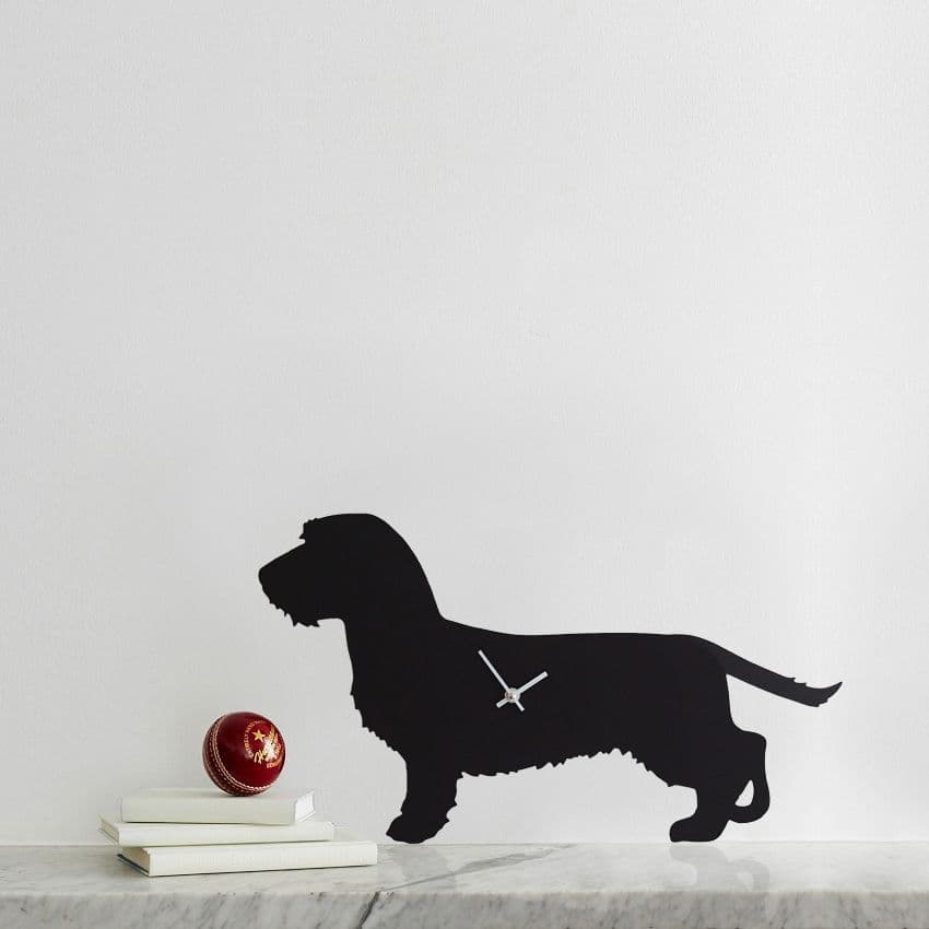 WIRED HAIRED DACHSHUND CLOCK  WITH WAGGING TAIL