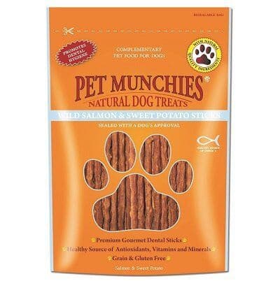 Pet Munchies Dog Treats Wild Salmon & Sweet Potato Dental Sticks 8 x 90g