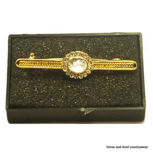 Stock Pin Gold Plated with Diamante Crystal Centre