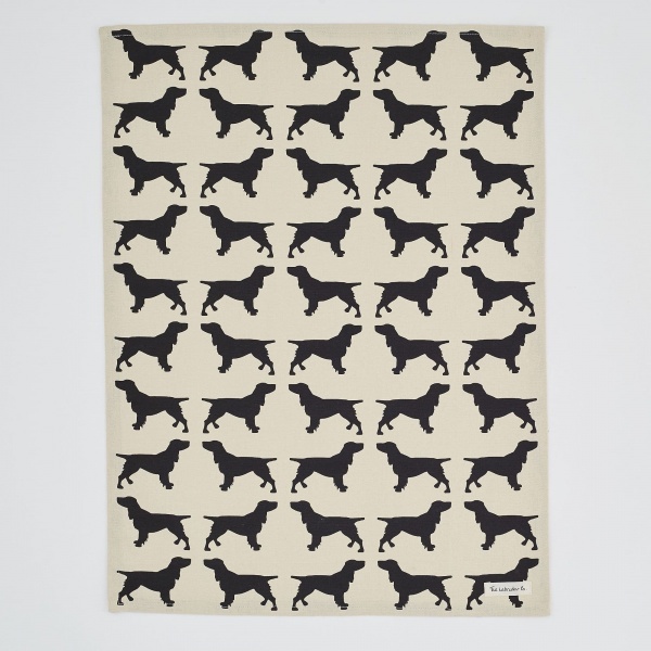 The Labrador Company Dog Print Tea Towel - Black Spaniel