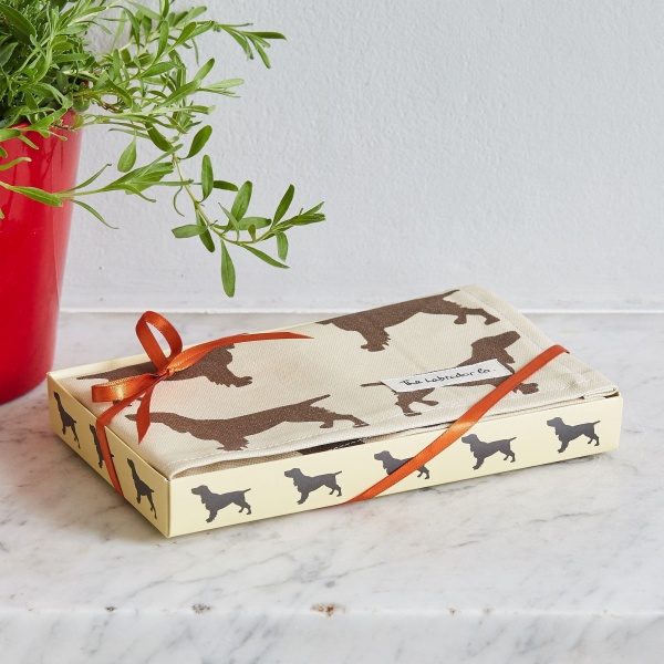 The Labrador Company Dog Print Tea Towel - Brown Spaniel