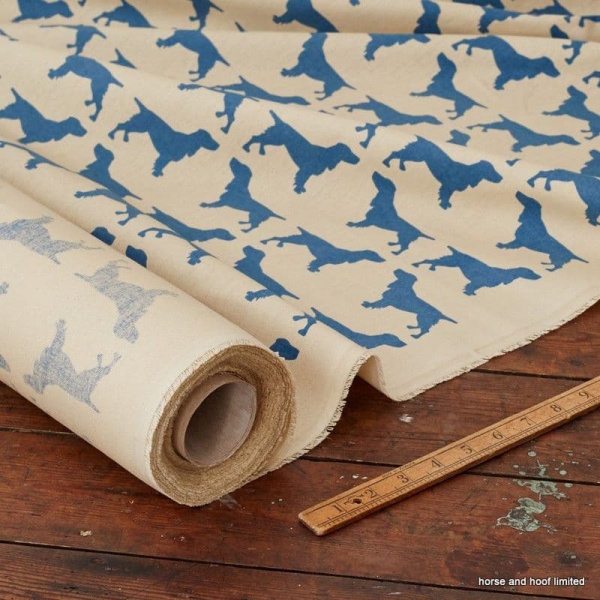 The Labrador Company Printed Cotton Drill - Blue Spaniel