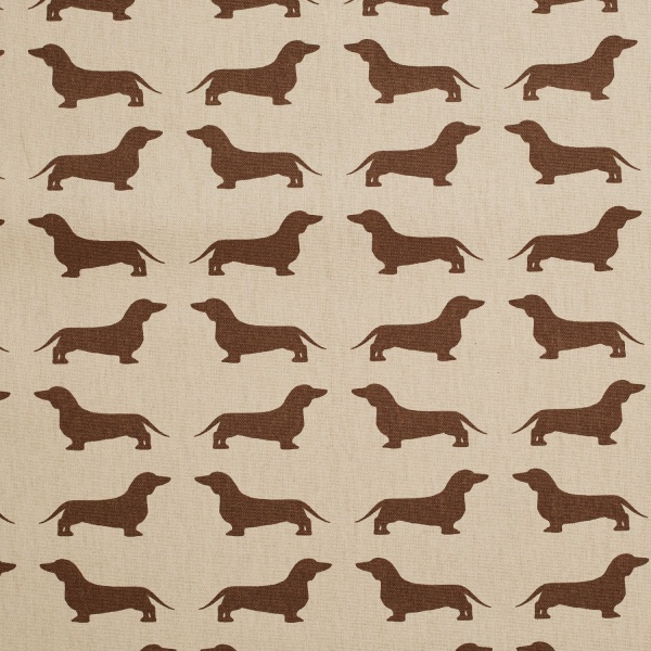 The Labrador Company Printed Cotton Drill - Brown Dachshund