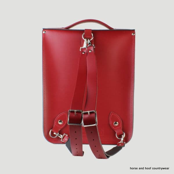 Traditional Handmade British Vintage Leather Backpack - Pillarbox Red